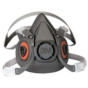 3M Half Facepiece Reusable Respirator, 6000 Series, Thermoplastic Elastomer, Size Large 6300