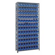 Quantum Storage Systems Steel Bin Shelving, 36 in W x 75 in H x 12 in D, 13 Shelves, Blue 1275-101BL