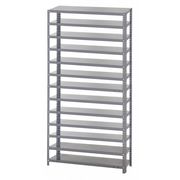 Quantum Storage Systems Steel Bin Shelving, 36 in W x 75 in H x 12 in D, 13 Shelves, Gray 1275-000