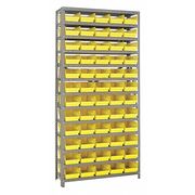 Quantum Storage Systems Steel Bin Shelving, 36 in W x 75 in H x 12 in D, 13 Shelves, Yellow 1275-102YL