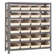 Quantum Storage Systems Steel Bin Shelving, 36 in W x 39 in H x 12 in D, 7 Shelves, Ivory 1239-107IV