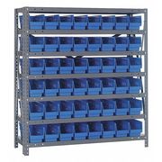 Quantum Storage Systems Steel Bin Shelving, 36 in W x 39 in H x 12 in D, 7 Shelves, Blue 1239-101BL