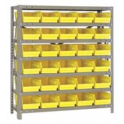 Quantum Storage Systems Steel Bin Shelving, 36 in W x 39 in H x 18 in D, 7 Shelves, Yellow 1839-104YL