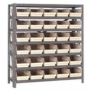 Quantum Storage Systems Steel Bin Shelving, 36 in W x 39 in H x 12 in D, 7 Shelves, Ivory 1239-102IV