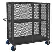 Zoro Select Welded Mesh Security Cart with Adjustable Shelves 2,000 lb Capacity, 32 in W x 66 1/2 in L x HTL-3060-DD-1AS-6PU-95
