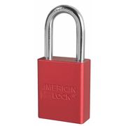 American Lock Anodized Aluminum Lockout Padlock, 1-1/2 in Wide with 1-1/2 in Tall Shackle, Red, Pack of 6 A1106KAS6RED