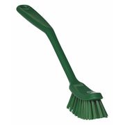 Vikan 1 in W Scrub Brush, Medium, 8 3/16 in L Handle, 11 in L Brush, Green, Plastic, 11 in L Overall 42872