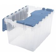 Akro-Mils 12 gal Attached Lid Container, Blue, Plastic, Steel Hinge 66486CLDBL