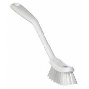 Vikan 1 in W Scrub Brush, Medium, 8 3/16 in L Handle, 11 in L Brush, White, Plastic, 11 in L Overall 42875