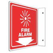Accuform Fire Alarm Sign, 8 in Height, 8 in Width, Plastic, L-Shaped, English PSP730