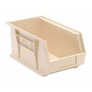 Quantum Storage Systems 60 lb Hang & Stack Storage Bin, Polypropylene, 8 1/4 in W, 7 in H, Ivory, 14 3/4 in L QUS240IV