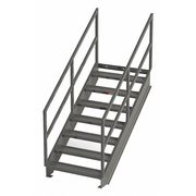 Zoro Select Industrial Stairway, 7 Steps, 56" Rise, 66.5" Run, 36"W Serrated Tread IS56-36