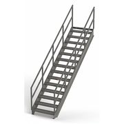 Zoro Select Industrial Stairway, 14 Steps, 105" Rise, 133" Run, 36"W Serrated Tread IS105-36