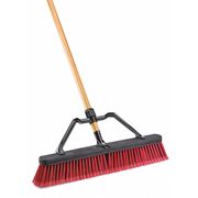 Libman 24 in Sweep Face Push Broom, Black, Red, 60 in L Handle 1292G