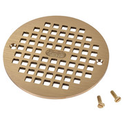 Oatey 5 " Dia., Brass, Brass Finish, Grate: Round, Grate 80020