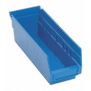 Quantum Storage Systems 50 lb Shelf Storage Bin, Polypropylene, 4 1/8 in W, 4 in H, Blue, 11 5/8 in L QSB101BL