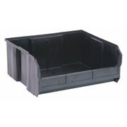 Quantum Storage Systems 75 lb Hang & Stack Storage Bin, Polypropylene, 16 1/2 in W, 7 in H, Black, 14 3/4 in L QUS250BK