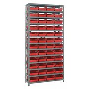 Quantum Storage Systems Steel Bin Shelving, 36 in W x 75 in H x 12 in D, 13 Shelves, Gray/Red 1275-107RD