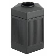 Safco 30 gal Pentagon Trash Can, Black, 18" Dia, Open Top, HDPE 9485BL