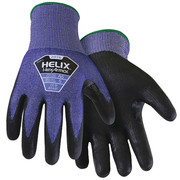 Hexarmor Helix Cut-Resistant Coated Gloves, A6 Cut, Polyurethane, HPPE, Black/Blue, Large (Size 9), 1 Pair 2076-L (9)