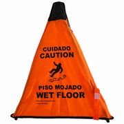 Novus Products Wet Floor Sign, 18 1/2 in Height, 16 1/2 in Width, Nylon, English and Spanish PC111O-ORANGE