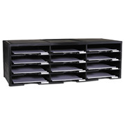 Storex Literature Sorter 12 Compartments, 31-13/32"W x 13-5/16"D Black 61602U01C