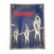 Westward 3 Piece Locking Pliers Set Vinyl Grip Handle 1ECF5