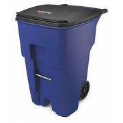 Rubbermaid Commercial 95 gal Rectangular Trash Can, Blue, 28 3/4 in Dia, Lift Up, HDPE/MDPE FG9W2273BLUE