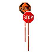 Zoro Select Traffic Paddle Sign, 2-Sided Stop/Slow, Engineer Reflective, 24 in HxW, Pole Mounted, 81 in Handle 03-822P
