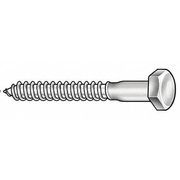 Zoro Select Lag Screw, 3/8 in, 4 in, Steel, Zinc Plated Hex External Hex Drive, 50 PK U08280.037.0400