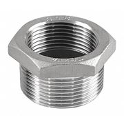 Zoro Select Hex Bushing, 3/4 in x 1/2 in Pipe Fitting, MNPT x FNPT, 304 Stainless Steel 400B113N034012