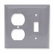 Hubbell Wiring Device-Kellems Toggle Wall Plates and Box Cover, Number of Gangs: 2 Nylon, Smooth Finish, Gray NP18GY