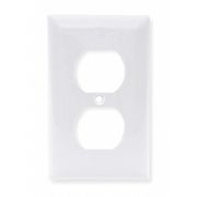 Hubbell Wiring Device-Kellems Duplex Receptacle Wall Plates and Box Cover, Number of Gangs: 1 Nylon, Smooth Finish, White NPJ8W