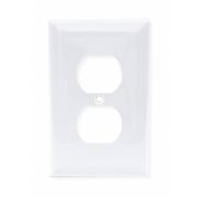 Hubbell Wiring Device-Kellems Duplex Receptacle Wall Plates and Box Cover, Number of Gangs: 1 Nylon, Smooth Finish, White NP8W