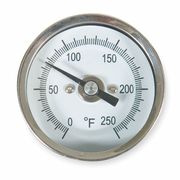 Zoro Select Bimetal Thermom, 2 In Dial, 0 to 250F, Window Material: Glass 1NFW6