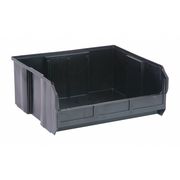 Quantum Storage Systems 75 lb Hang & Stack Storage Bin, Polypropylene/Polyethylene, 16 1/2 in W, 7 in H, Black, 14 3/4 in L QUS250BR