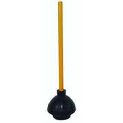 Zoro Select Forced Cup Plunger, Durable Rubber, 6 in Cup Dia, 21 in Wood Handle 1RLV8