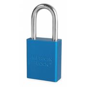 American Lock Lockout Padlock, Keyed Different, Anodized Aluminum, 1 1/2 in Shackle, Includes 2 Keys, Blue A1106BLU