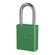 American Lock Lockout Padlock, Keyed Different, Anodized Aluminum, 1 1/2 in Shackle, Includes 2 Keys, Green A1106GRN