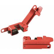 Master Lock Grip Tight Single Pole Breaker Lockout, Steel, Clamp-On, For Voltage 120/277V AC, 1 Padlock, Red 491B