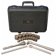 Ampco Safety Tools 1/2" Drive Socket Set SAE 21 Pieces 5/16 in to 1 1/4 in , Beryllium Copper Alloy Plated W-260