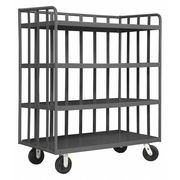 Zoro Select Single-Side-Access Slat-Wall Metal Stock Truck, Steel, Flat, 4 Shelves, 3,600 lb OPT-7224-95