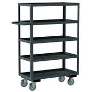 Zoro Select Utility Cart with Lipped Metal Shelves, Steel, Flat, 5 Shelves, 1,200 lb RSC-1836-5-95