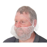 Condor Beard Cover, Polypropylene, Latex-Free, Universal Fit, White, 100 Per Pack 1TTV4