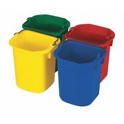Rubbermaid Commercial 1 1/4 gal Square Bucket Set, 8 1/2 in H, 9 1/2 in Dia, Green, Red, Yellow, Polypropylene FG9T83010000