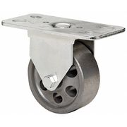 Zoro Select Rgd Plate Caster, Cast Iron, 3 in., 250 lb. 1UKX9