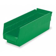 Akro-Mils 10 lb Shelf Storage Bin, Plastic, 4 1/8 in W, 4 in H, Green, 11 5/8 in L 30120GREEN