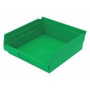 Akro-Mils 20 lb Shelf Storage Bin, Plastic, 11 1/8 in W, 4 in H, Green, 11 5/8 in L 30170GREEN