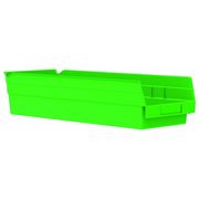 Akro-Mils 20 lb Shelf Storage Bin, Plastic, 6 5/8 in W, 4 in H, Green, 17 7/8 in L 30138GREEN