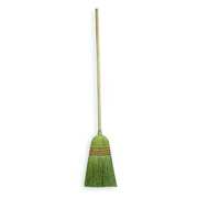 Tough Guy 11 1/2 in Sweep Face Broom, Soft/Stiff Combination, Natural, Tan, 38 in L Handle 1VAB8